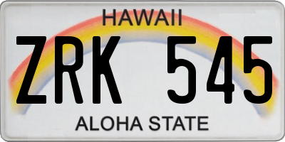 HI license plate ZRK545