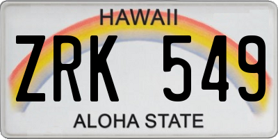 HI license plate ZRK549