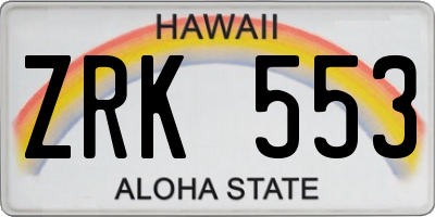 HI license plate ZRK553