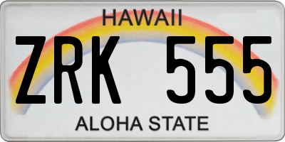 HI license plate ZRK555