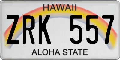 HI license plate ZRK557
