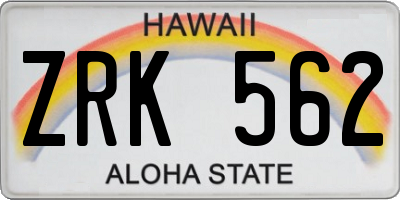 HI license plate ZRK562