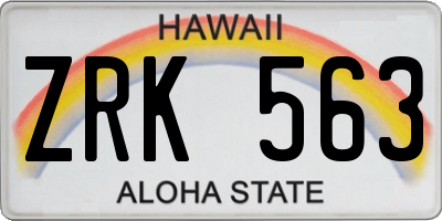 HI license plate ZRK563