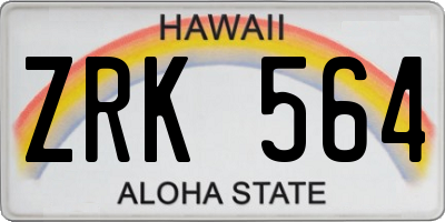 HI license plate ZRK564