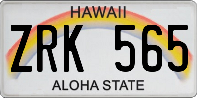 HI license plate ZRK565
