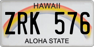 HI license plate ZRK576