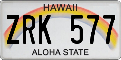 HI license plate ZRK577