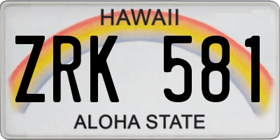 HI license plate ZRK581