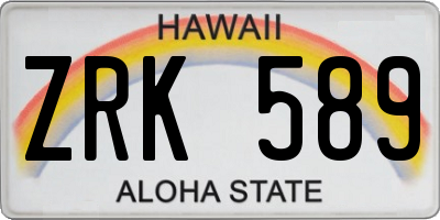 HI license plate ZRK589