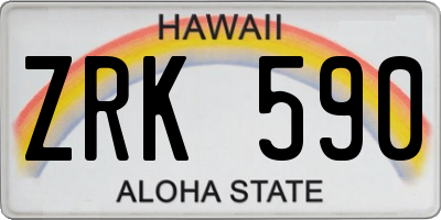 HI license plate ZRK590