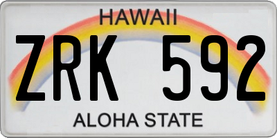 HI license plate ZRK592