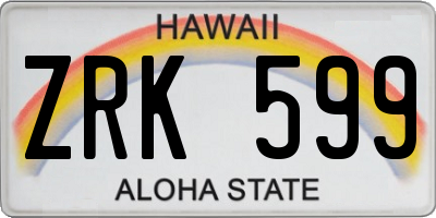 HI license plate ZRK599