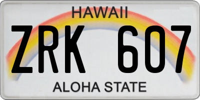 HI license plate ZRK607