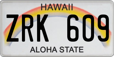 HI license plate ZRK609