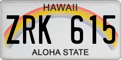 HI license plate ZRK615