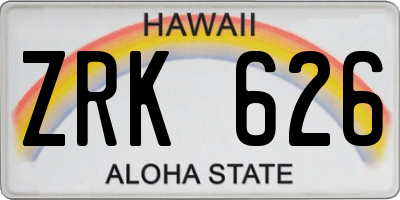 HI license plate ZRK626