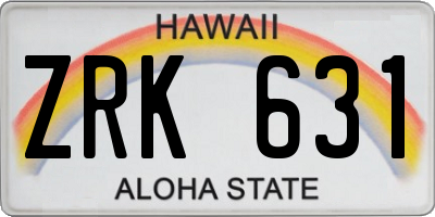 HI license plate ZRK631