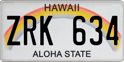 HI license plate ZRK634