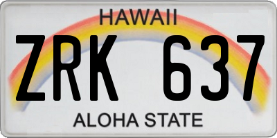 HI license plate ZRK637
