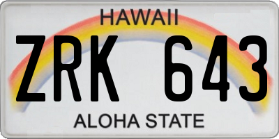 HI license plate ZRK643