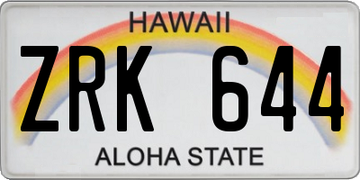 HI license plate ZRK644
