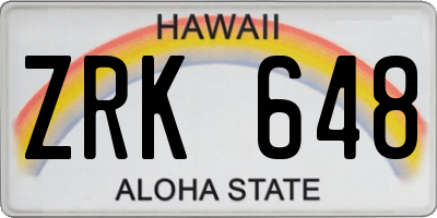 HI license plate ZRK648