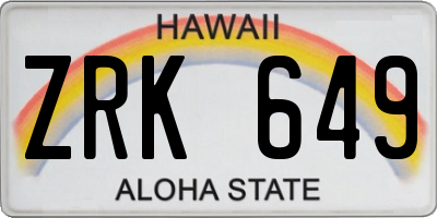 HI license plate ZRK649
