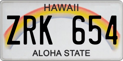 HI license plate ZRK654