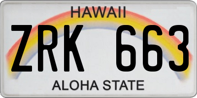 HI license plate ZRK663