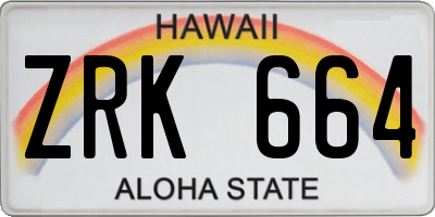 HI license plate ZRK664