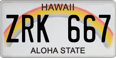 HI license plate ZRK667
