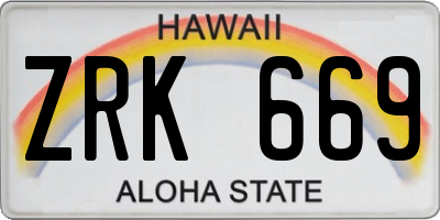 HI license plate ZRK669
