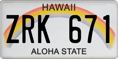 HI license plate ZRK671