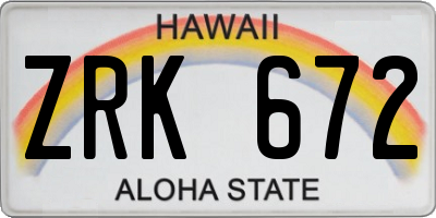 HI license plate ZRK672
