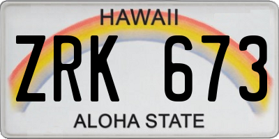 HI license plate ZRK673