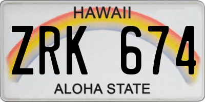 HI license plate ZRK674