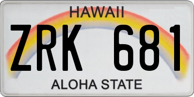 HI license plate ZRK681