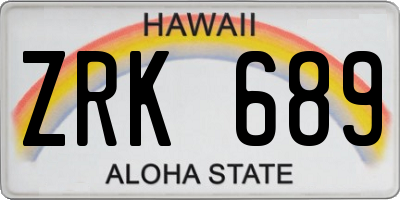 HI license plate ZRK689