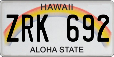 HI license plate ZRK692