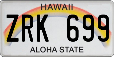 HI license plate ZRK699