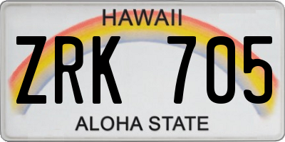 HI license plate ZRK705