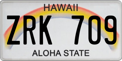 HI license plate ZRK709