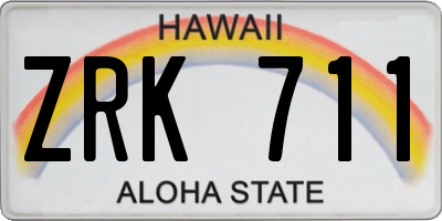 HI license plate ZRK711