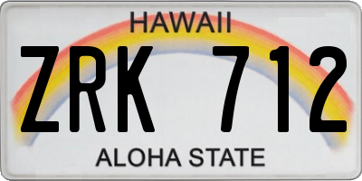 HI license plate ZRK712