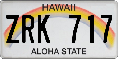 HI license plate ZRK717