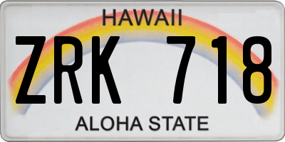 HI license plate ZRK718