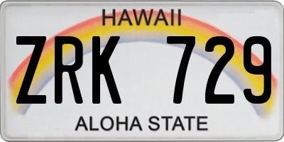 HI license plate ZRK729