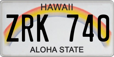 HI license plate ZRK740