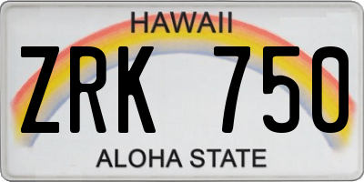 HI license plate ZRK750