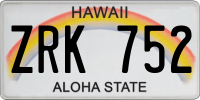 HI license plate ZRK752